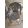 Black plastic chairs  1 cracked