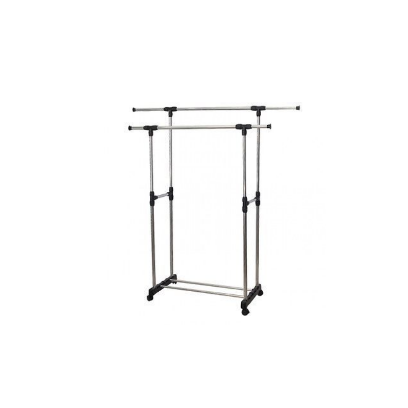 Double pole telescopic clothes rack